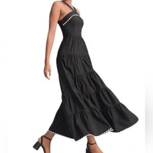 Ann Taylor LOFT Petite Scalloped Hem Halter Maxi Dress 6P